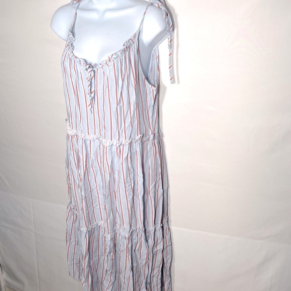 H&M Blue Red Summer Maxi Dress Size 4 Stripes - Picture 2 of 5